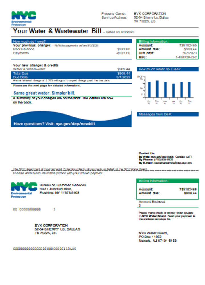 The New York City Department of Environmental Protection (DEP) utility business bill SCR PSD template